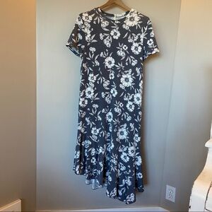 Lime n Chili Gray Floral Asymmetrical Dress Size Medium.